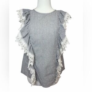 Anthropoloie - Eri + Ali Striped Sleeveless Top with Lace